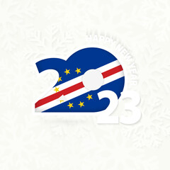 New Year 2023 for Cape Verde on snowflake background.