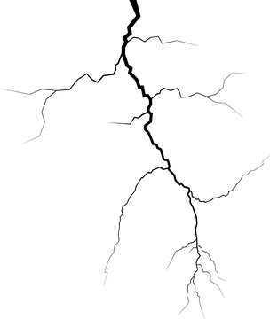 Surface Crack Or Fissure In Ground, Concrete, Crevices From Disaster Top View. Lightning . Breaks On Land Surface From Earthquake. Broken Ground, Wall, Glass Pattern Effect. Damage In Nature