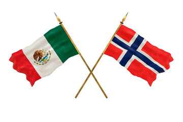 Background for designers. National Day. 3D model National flags  of People's Republic of Mexico and Svalbard