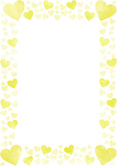 水彩風黄色のかわいいハートの長方形フレーム素材