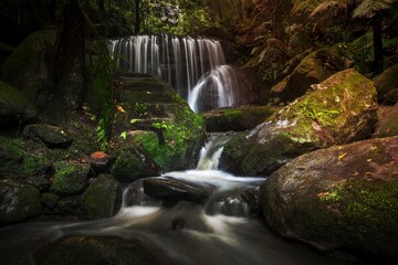 Spectacular cascading waterfall in Leura