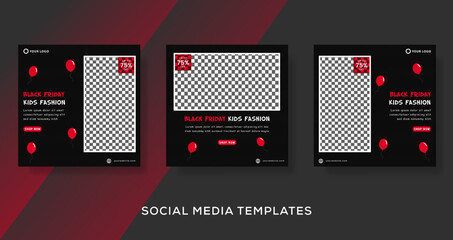 black friday flyer banner for kids stories post. premium vector