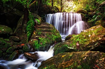 Tranquil lush waterfall in Leura