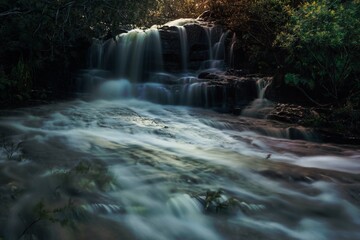 Raging waters at Kellys Falls after heavy rains - obrazy, fototapety, plakaty