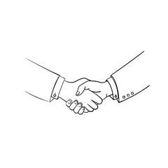 Handshake. Vector cartoon illustration of male hands in business suits shaking each other.
