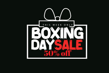 Boxing Day Sale with red, black Background, Banner, Poster or Flyer Design 