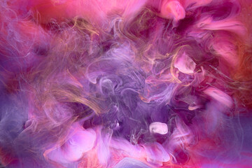 Fototapeta premium Contrasting pink ink abstract background. Acrylic paint backdrop for perfume, hookah, cosmetics. Mysterious smoke clouds, colorful fog