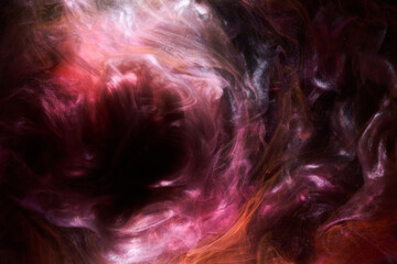 Contrasting red ink abstract background. Multi-colored acrylic paints backdrop for perfume, hookah, cosmetics. Mysterious smoke clouds, colorful fog