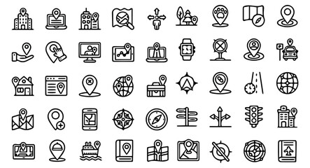 navigation icon pack, navigation icon set, handdrawn icon