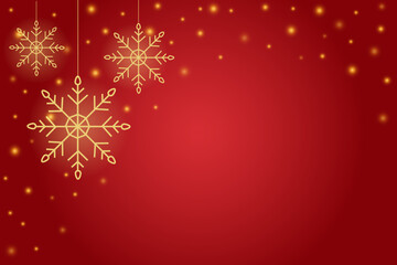 Christmas background. Golden snowflakes on a dark red background.