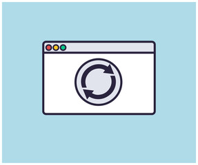 Reload web page icon. Website update symbol. Upgrade site application logo design. Browser window screen. Window concept internet browser. Browser refresh sign vector design and illustration.
