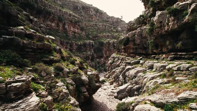 Drone video of Jacobs Canyon. Epic massive canyon located between Siana and Embona. Rhodes, Greece.