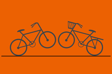 Vector bicycle sport icon on orange background