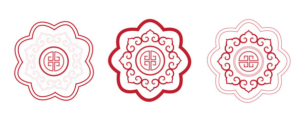 Buryad Mongolian traditional ornament vector illustration set	