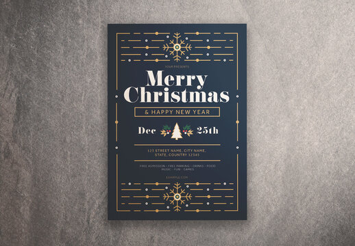 Blue Merry Christmas with Art Deco Style Flyer Layout
