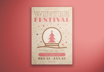 Simple Beige And Pink Winter Festival Flyer Layout
