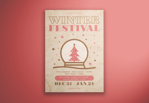 Simple Beige And Pink Winter Festival Flyer Layout