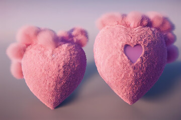 Fototapeta premium Loving Valentine hearts. AI render.