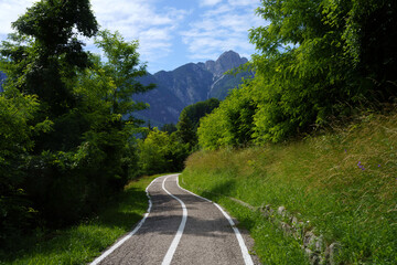 Mountain landscape at Pieve di Cadore, on the cycleway