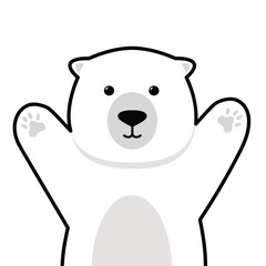 Cute polar bear doodle flat