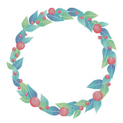 Fototapeta na wymiar Christmas ball , berry and leaves wreath illustration for decoration on Christmas holiday event.