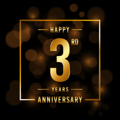 3rd Anniversary. Anniversary template design with golden font for celebration events, weddings, invitations and greeting cards. Vector illustration