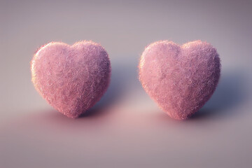 Obraz premium Pink fluffy hearts. AI render