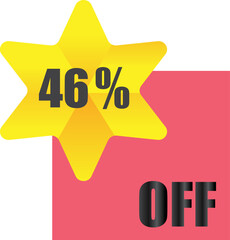 46% off sale label symbol,45Sale tag vector badge template, 46% sale promotion flat icon ,46% Discount offer price label, clearance sale sticker emblem, modern design isolated on white background