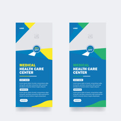 Medical Roll up Banner design healthcare cover template hospital brochure background clinic Roll up corporate poster template