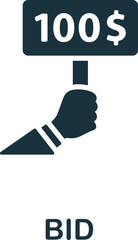 Bid icon. Monochrome simple Stock Market icon for templates, web design and infographics