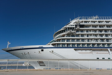 Viking luxury cruiseship or cruise ship liner Sea in Marseille Provence port during sunrise...