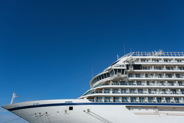 Viking luxury cruiseship or cruise ship liner Sea in Marseille Provence port during sunrise...