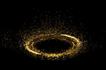 circle light frame on black background