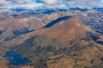 Fototapeta na wymiar Fiordland National Park landscape from the Airplane