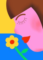 Pink Woman with Flower