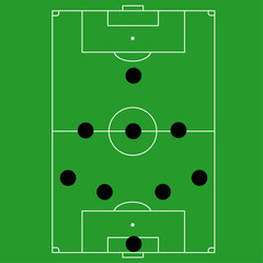 Football formation, tactic and planning. Flat design stock vector.