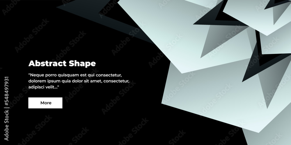 Fototapete abstract template for web banner with gray, white, black triangles on black background and space for