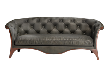 Black leather sofa isolated on white background. Clipping path included.