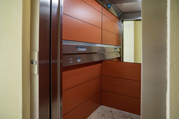 Empty passenger elevator in an apartment building