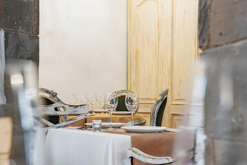 Served tables in an empty restaurant