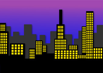 city skyline at night