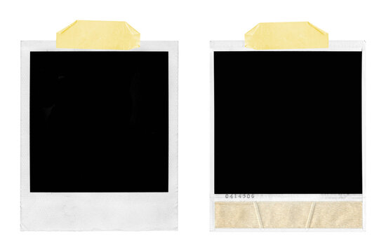 polaroid photo frames with tape strips on transparent background, extracted, png file