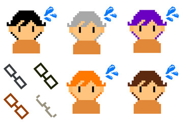 焦っている男性　前髪長め　その2　アイコンセット