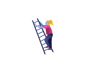 Mujer subiendo una escalera de mano