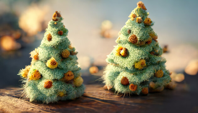 Fluffy beautiful Christmas tree. AI render.
