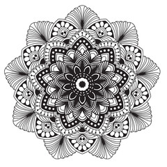 Black and White Decorative Mandala Vector Art Graphic, Template, design, Background, Chakra, Vector, Art, illustration, Website Banner, Posters, Card