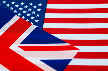 Fototapeta na wymiar American and UK national flags together