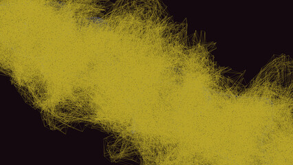 Abstract of yellow powder explosion on black background. Yellow powder splatted isolate. Colored cloud. Colored dust explode. Paint Holi. Splash of powder on black background