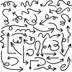 Set of hand drawn arrows isolated on white background. Vector illustration.
