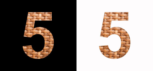 Number 5 (five) - Natural rattan background